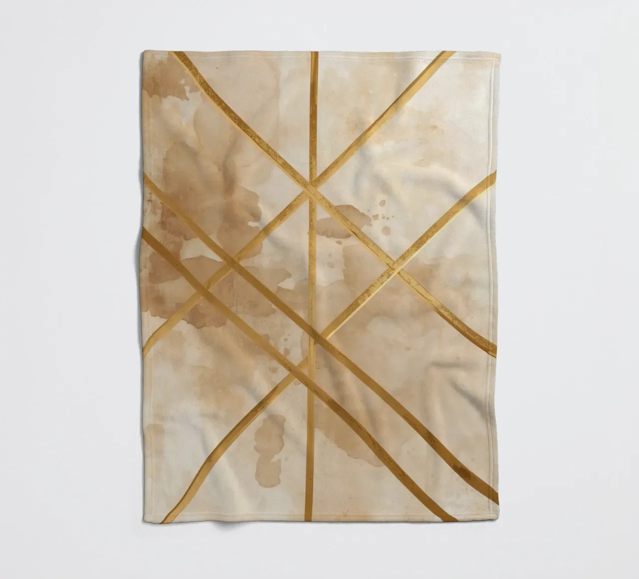 Gold Geometric Pattern on Textured Brown Background coperta in pile da DesignDoodle