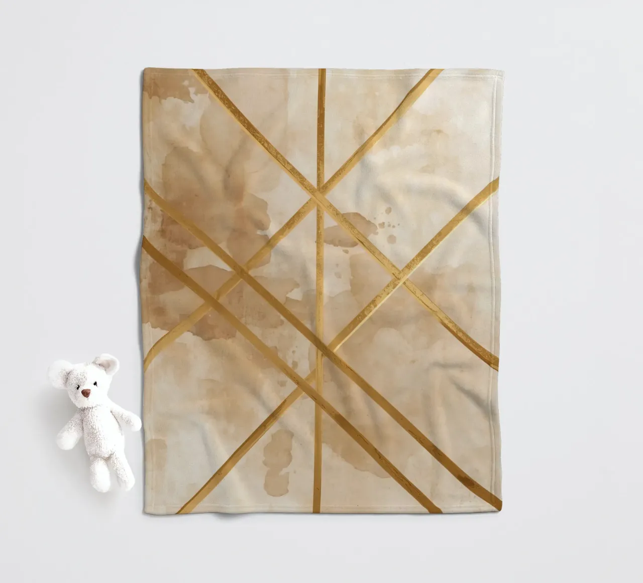 Gold Geometric Pattern on Textured Brown Background coperta in pile da DesignDoodle