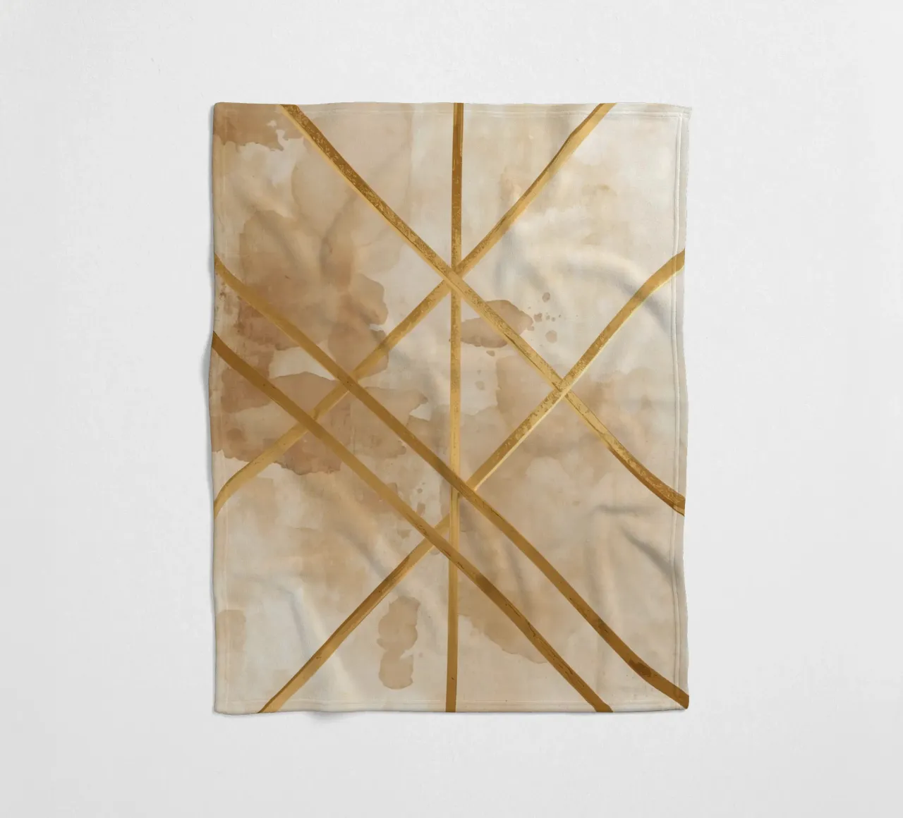 Gold Geometric Pattern on Textured Brown Background coperta in pile da DesignDoodle