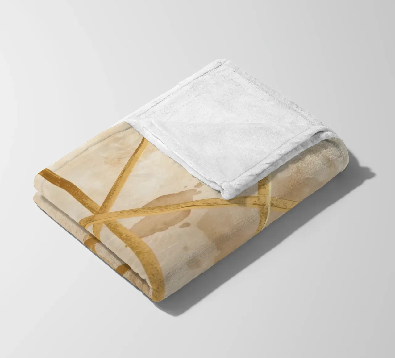 Gold Geometric Pattern on Textured Brown Background coperta in pile da DesignDoodle