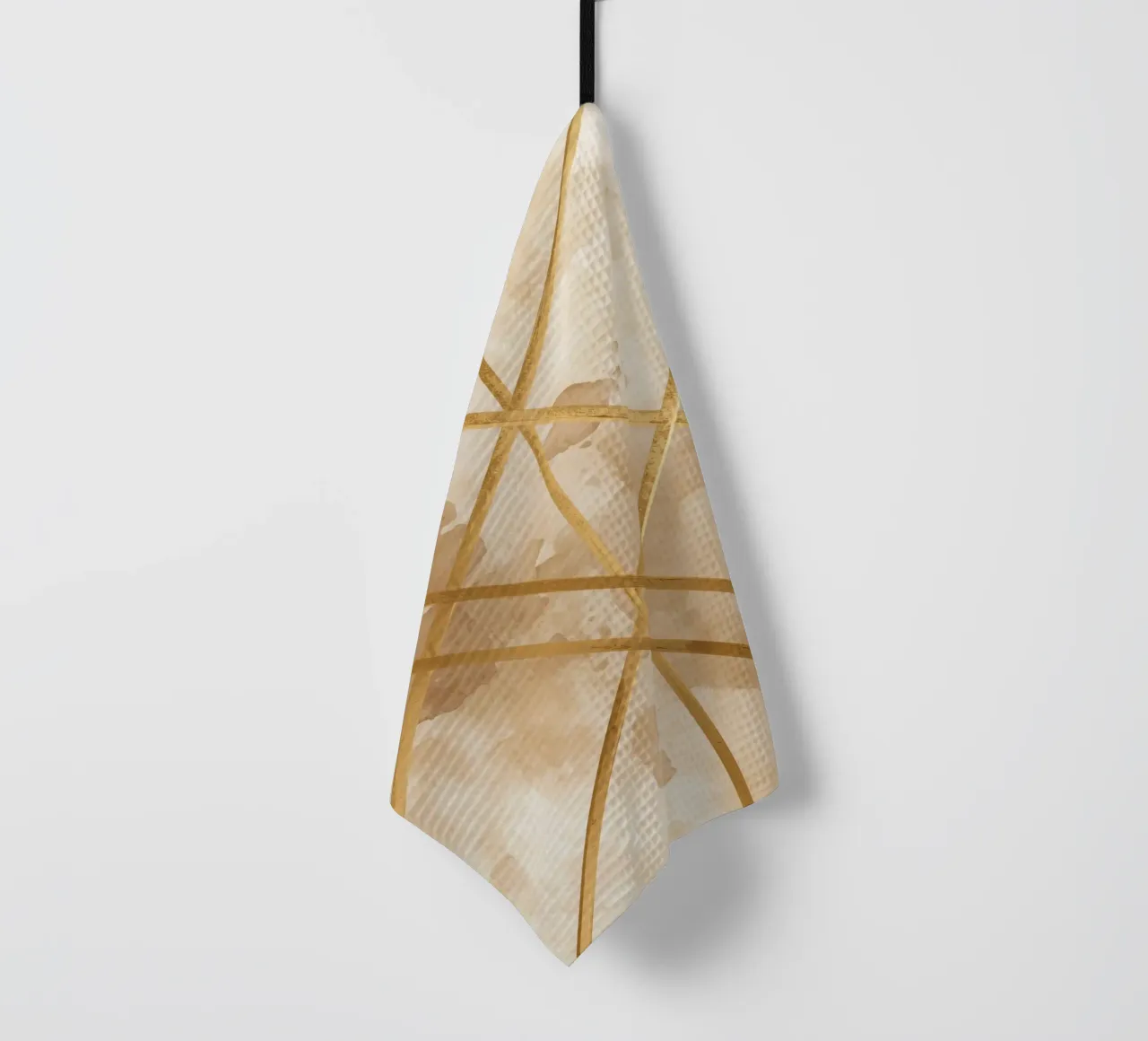 Gold Geometric Pattern on Textured Brown Background torchon de DesignDoodle