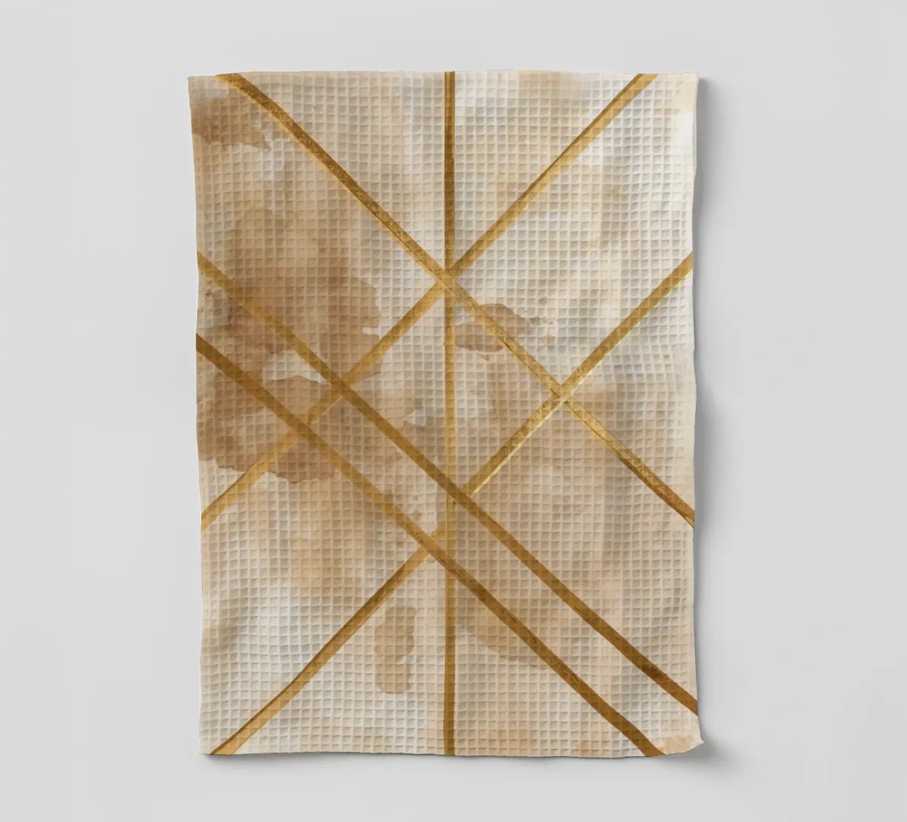 Gold Geometric Pattern on Textured Brown Background canovaccio da cucina da DesignDoodle
