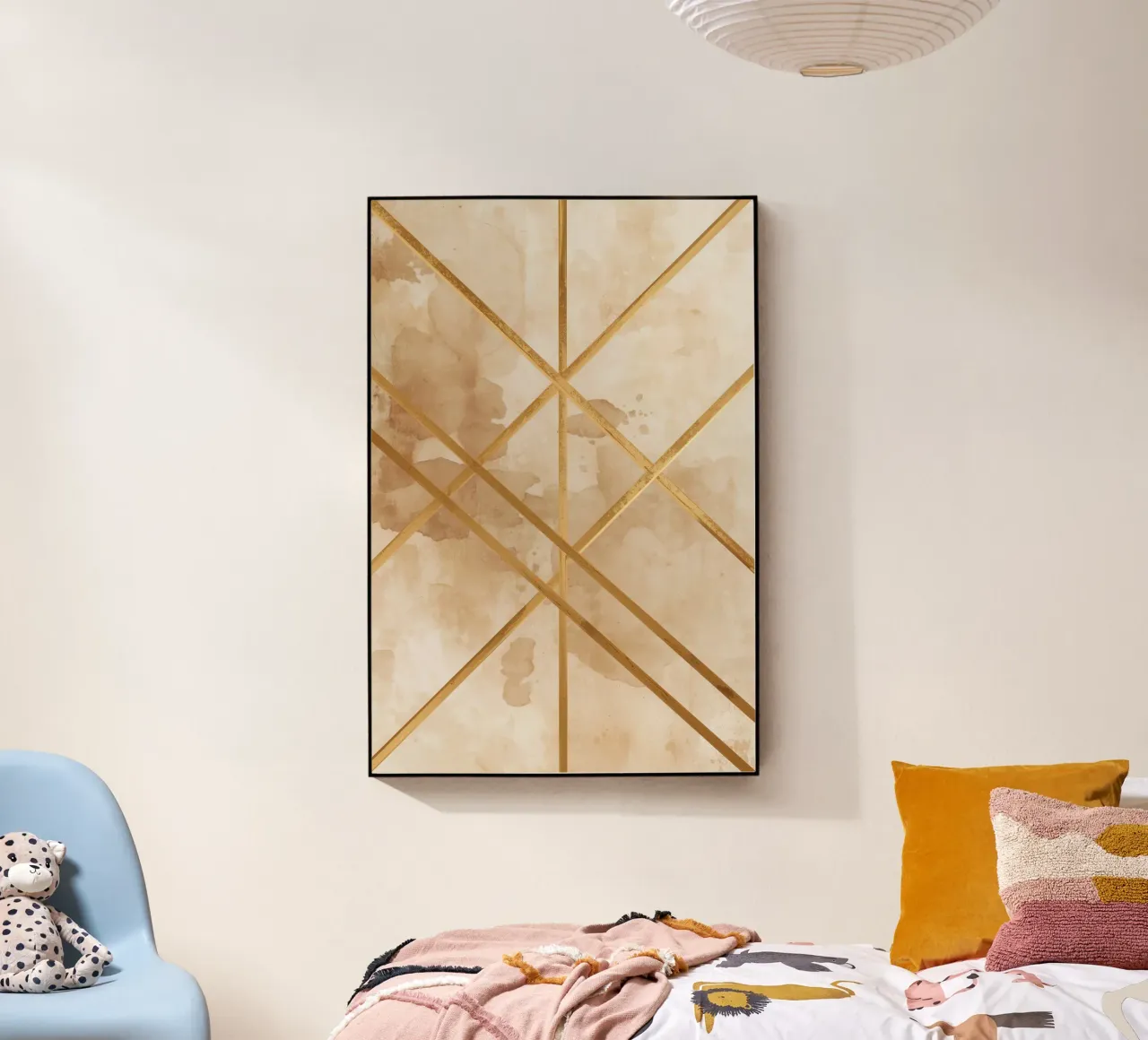 Gold Geometric Pattern on Textured Brown Background plexiglass da DesignDoodle