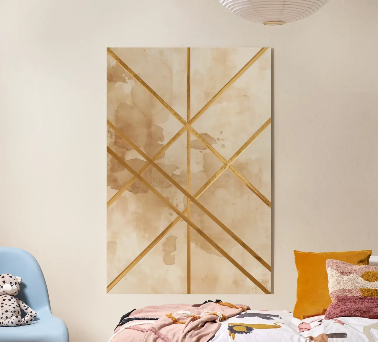 Gold Geometric Pattern on Textured Brown Background plexiglass da DesignDoodle