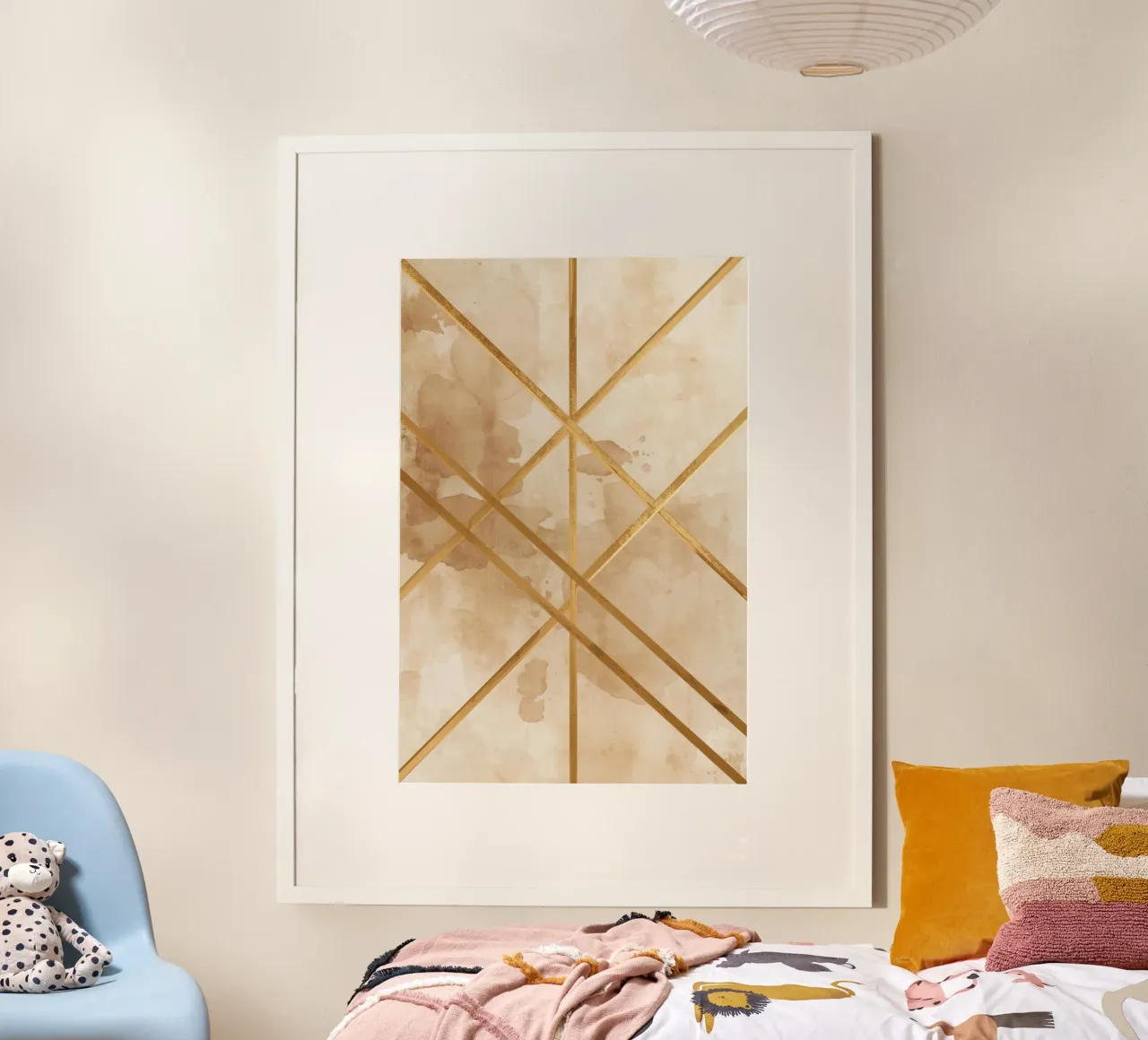 Gold Geometric Pattern on Textured Brown Background carta hahnemühle da DesignDoodle