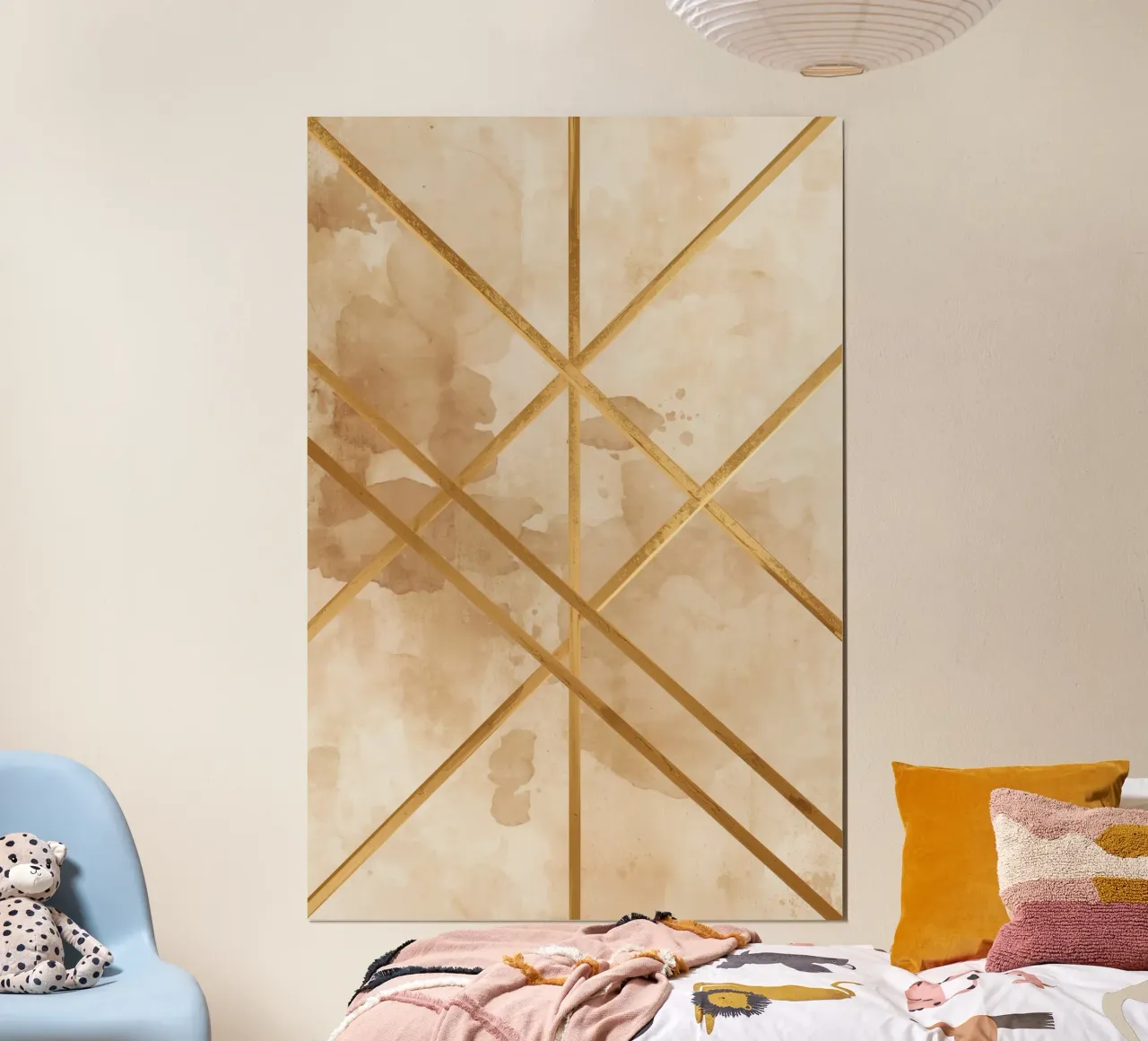 Gold Geometric Pattern on Textured Brown Background carta hahnemühle da DesignDoodle