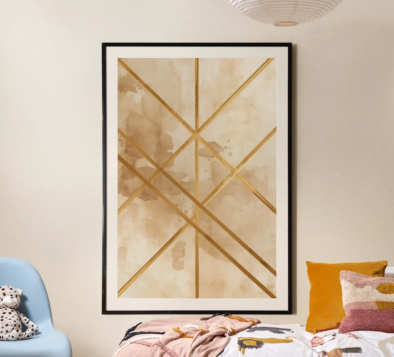 Gold Geometric Pattern on Textured Brown Background carta hahnemühle da DesignDoodle