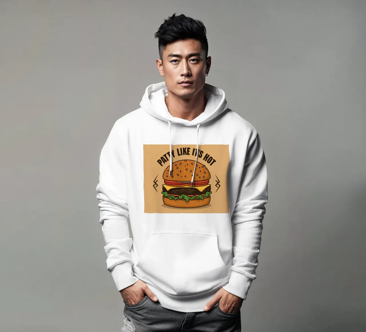 Hamburger "Patty Like It's Hot" (come se fosse caldo) felpa con cappuccio da DesignDoodle