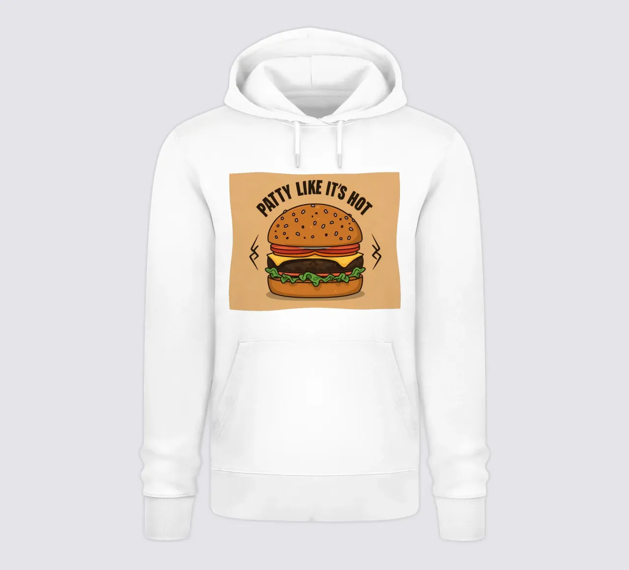Hamburger "Patty Like It's Hot" (come se fosse caldo) felpa con cappuccio da DesignDoodle