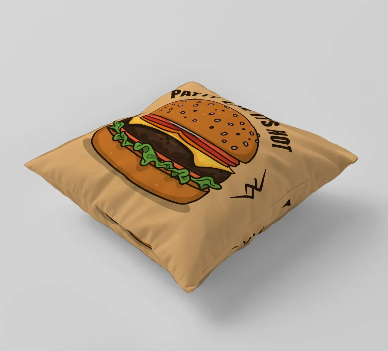 Hamburger "Patty Like It's Hot" (come se fosse caldo) cuscino da DesignDoodle