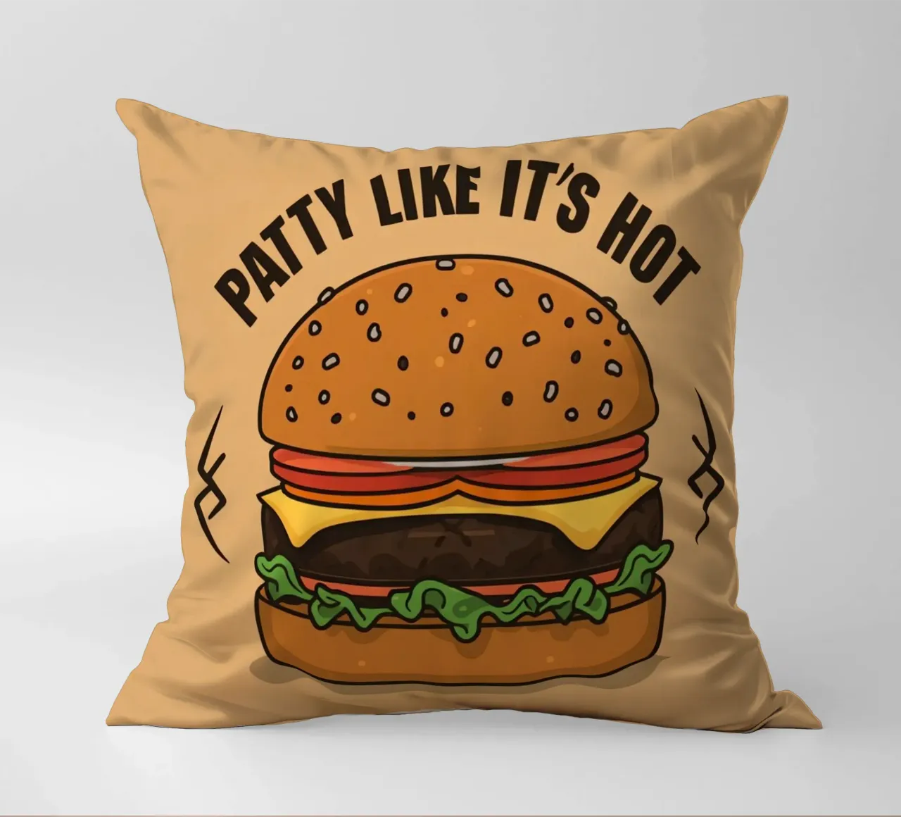 Hamburger "Patty Like It's Hot" (come se fosse caldo) cuscino da DesignDoodle