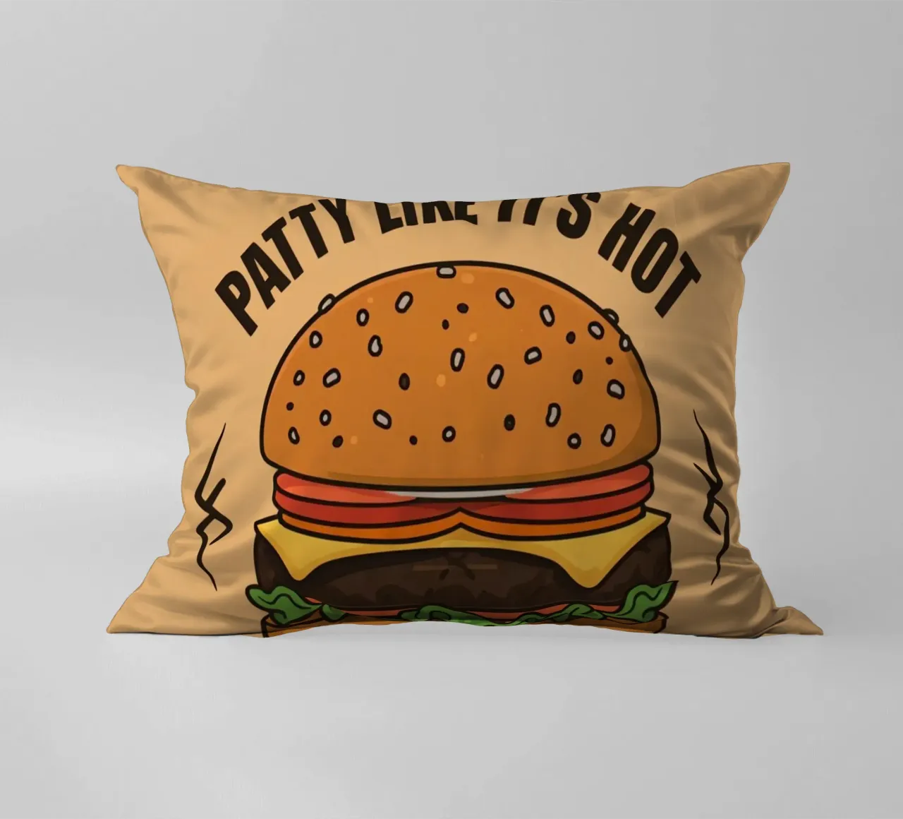 Hamburger "Patty Like It's Hot" (come se fosse caldo) cuscino da DesignDoodle
