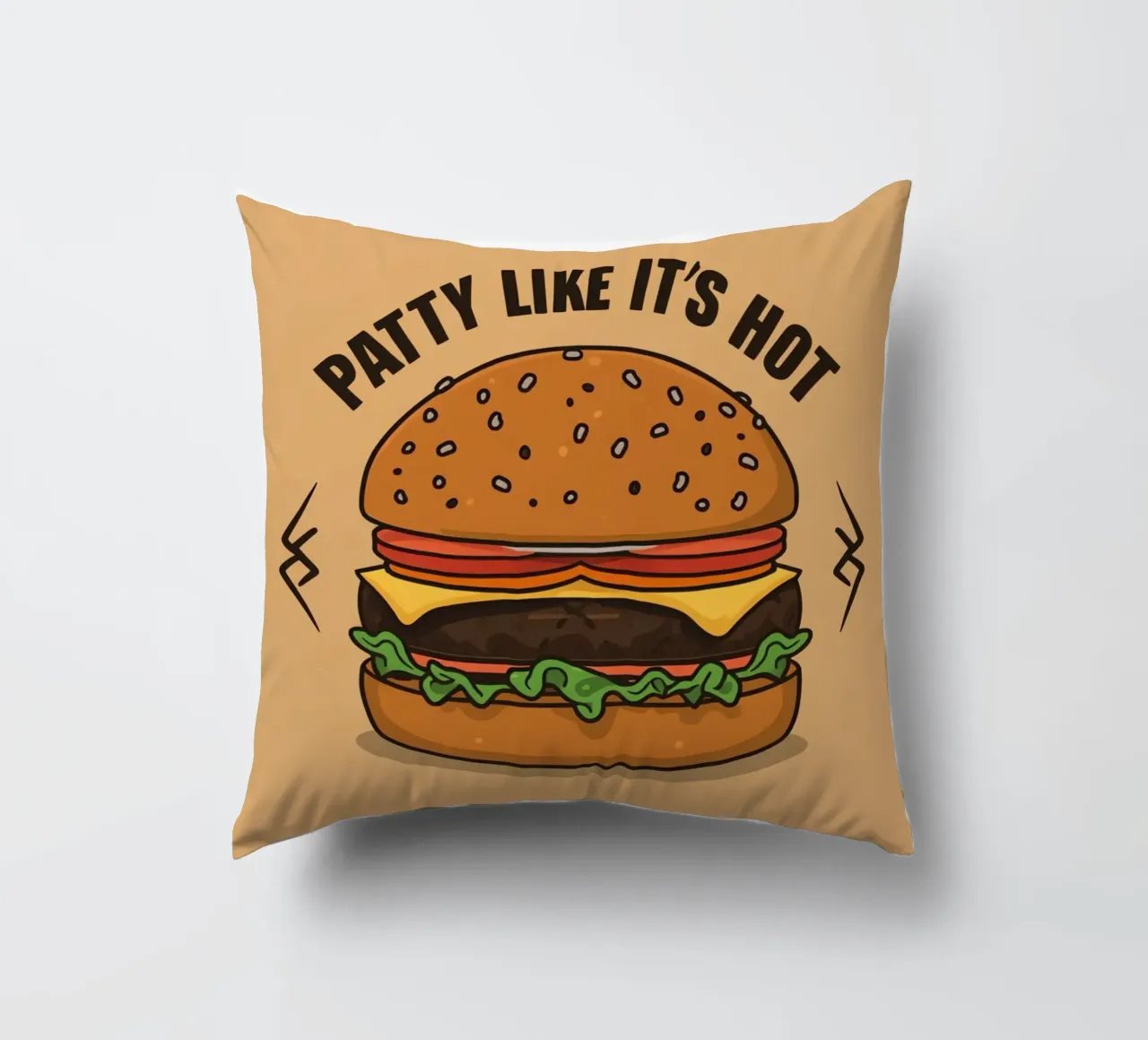 Hamburger "Patty Like It's Hot" (come se fosse caldo) cuscino da DesignDoodle