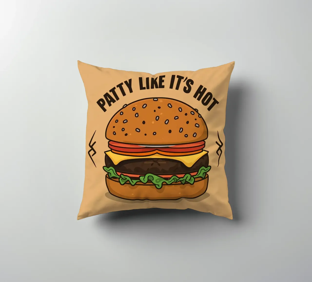 Hamburger "Patty Like It's Hot" (come se fosse caldo) cuscino da DesignDoodle