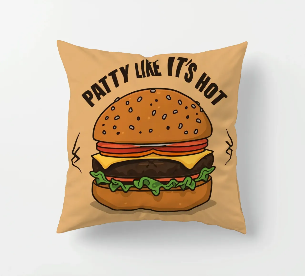 Hamburger "Patty Like It's Hot" (come se fosse caldo) cuscino da DesignDoodle