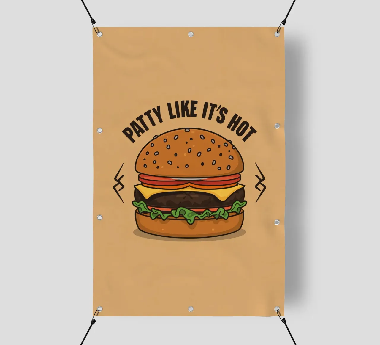 Hamburger "Patty Like It's Hot" (come se fosse caldo) telo in pvc da DesignDoodle