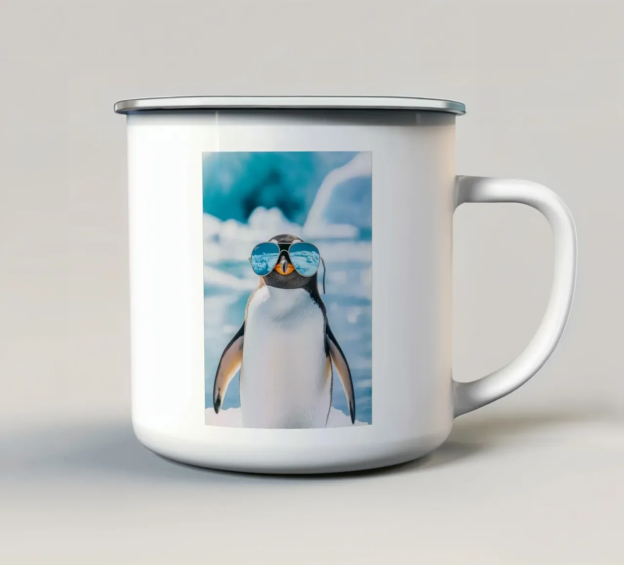 penguin with glasses tazza in smalto da marty