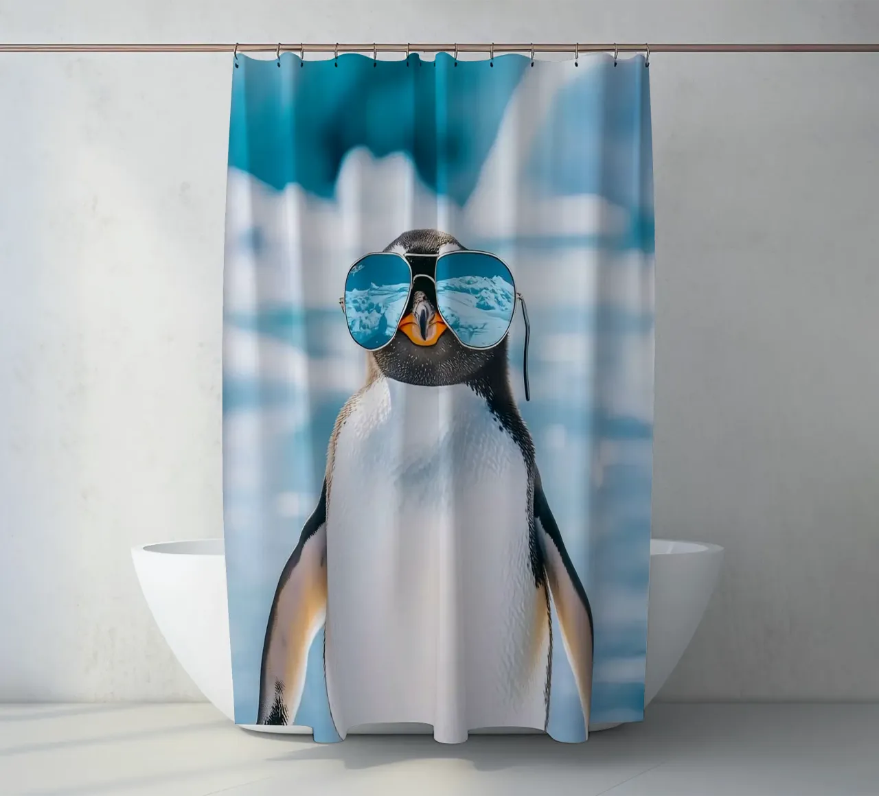 penguin with glasses tenda da doccia da marty