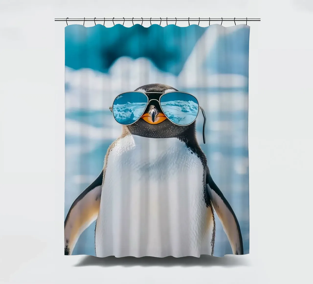 penguin with glasses tenda da doccia da marty