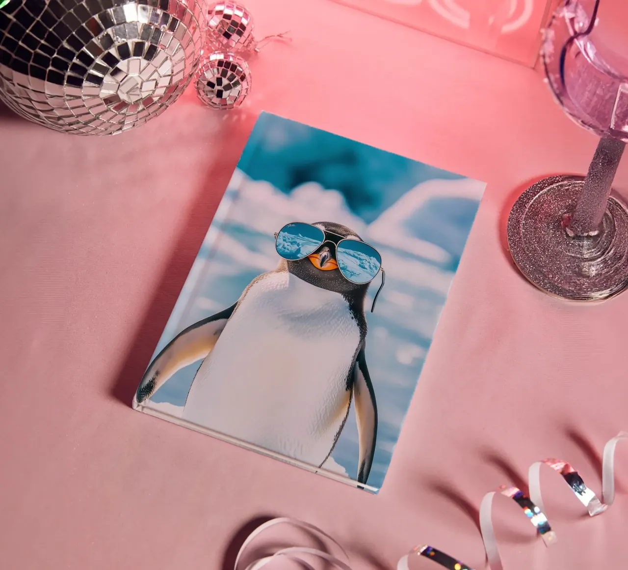 penguin with glasses notebook by marty