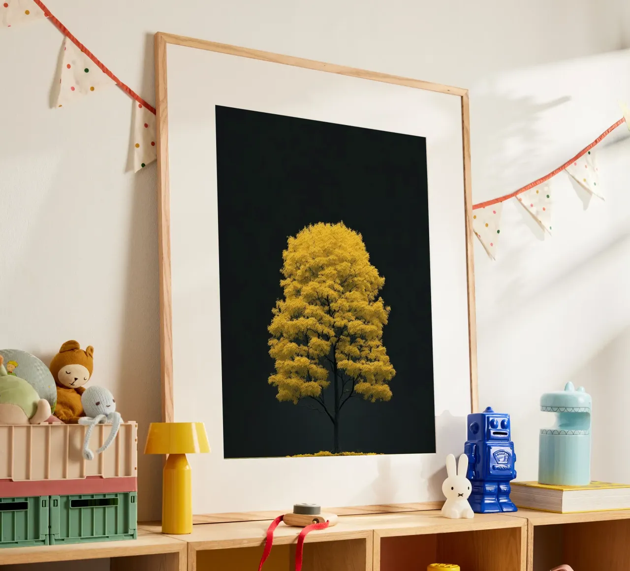 yellow tree in black shade carta hahnemühle da marty