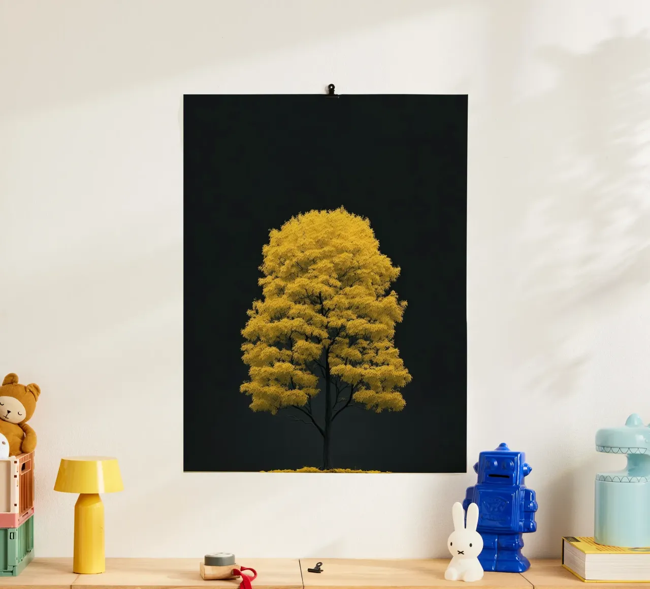 yellow tree in black shade carta hahnemühle da marty