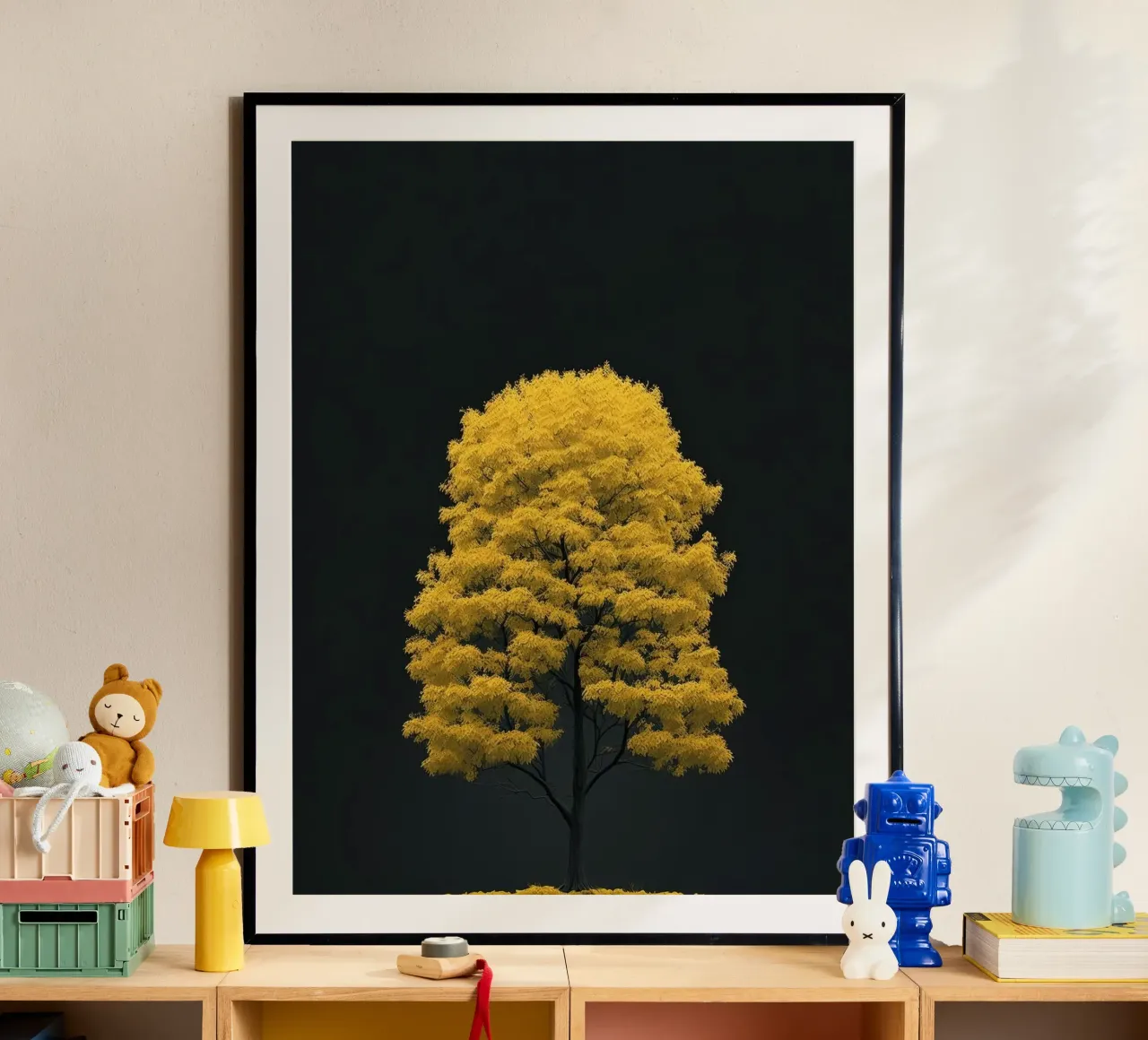 yellow tree in black shade carta hahnemühle da marty