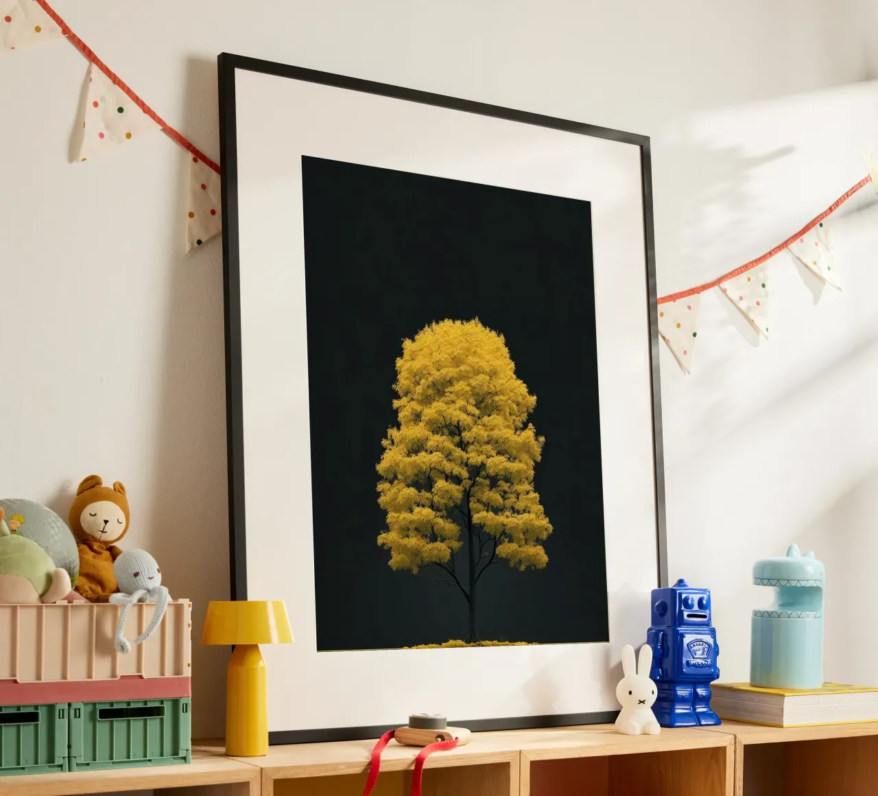 yellow tree in black shade carta hahnemühle da marty