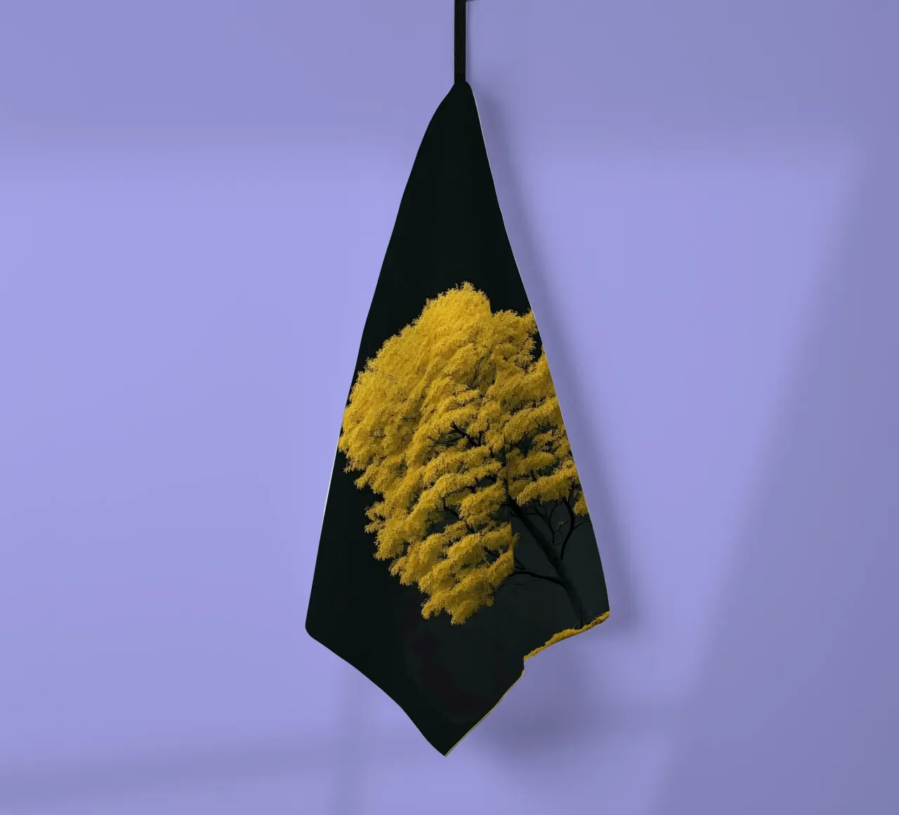 yellow tree in black shade Geschirrtuch von marty