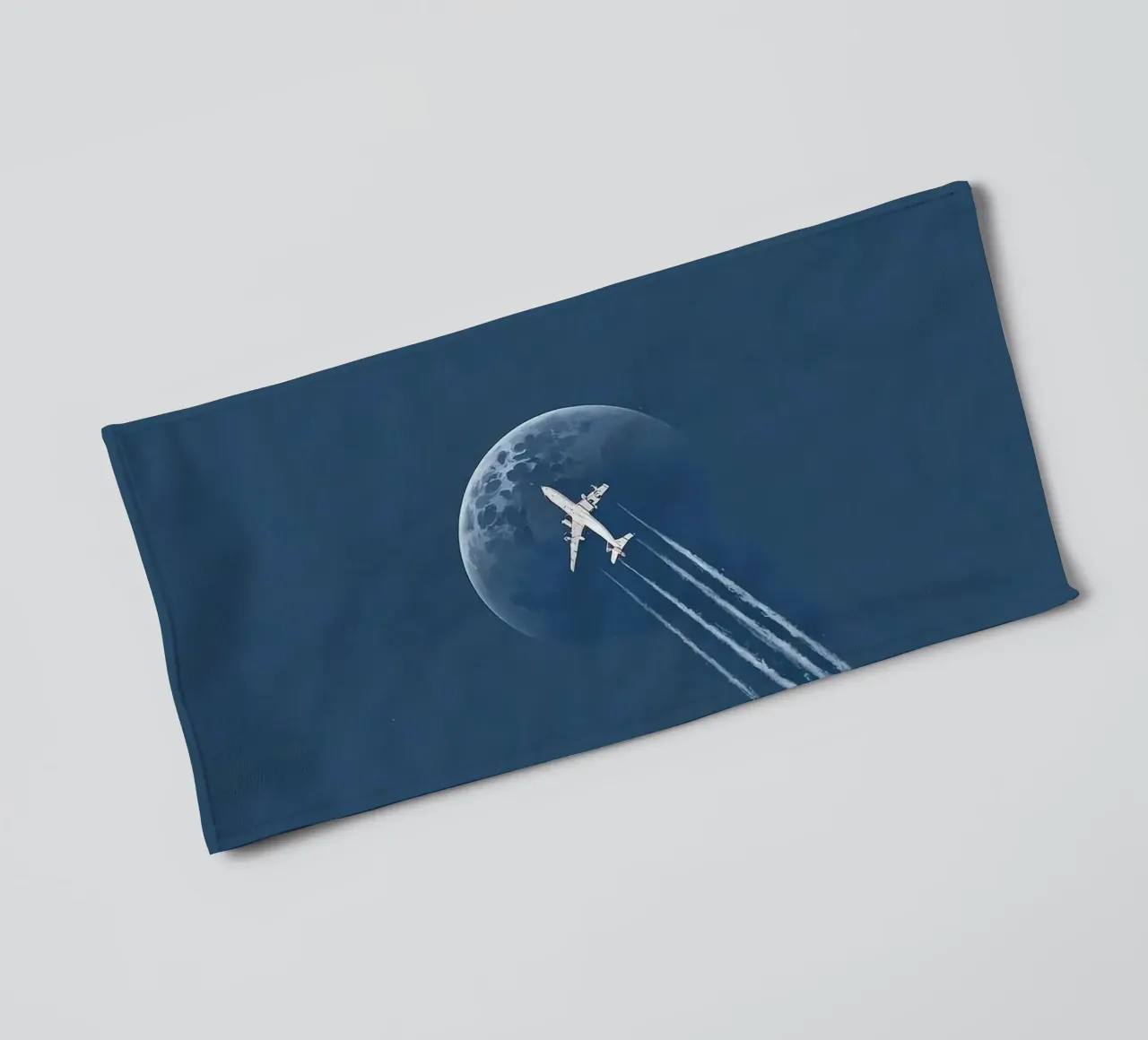 plane fly to moon asciugamano da bagno da marty