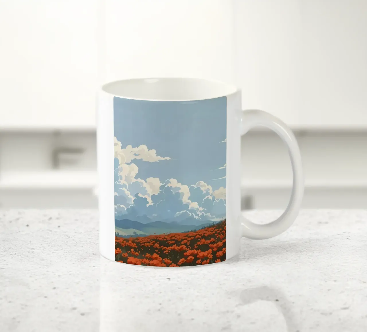 cloudy on flower field tazza in ceramica da marty