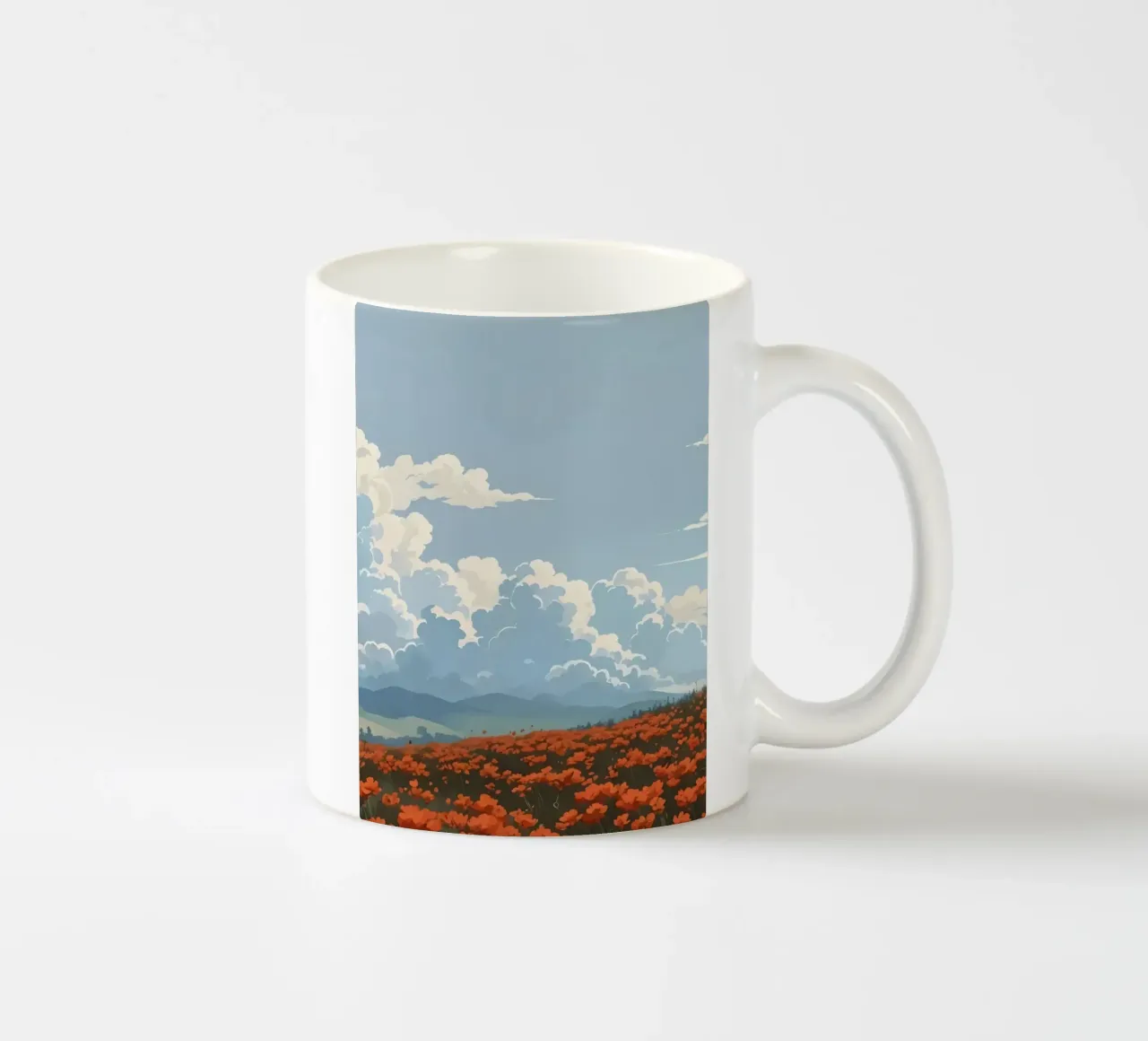 cloudy on flower field tazza in ceramica da marty