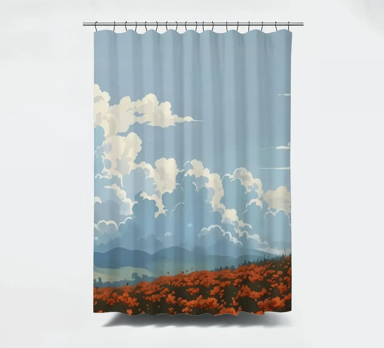 cloudy on flower field tenda da doccia da marty