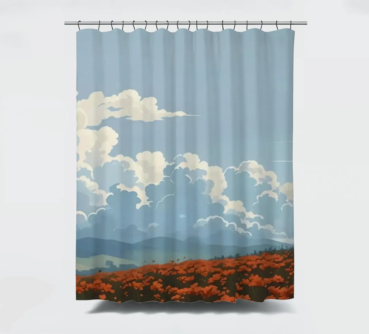 cloudy on flower field tenda da doccia da marty