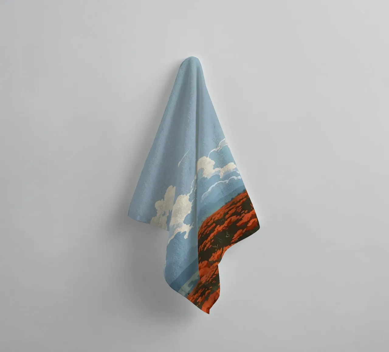 cloudy on flower field badhanddoek van marty