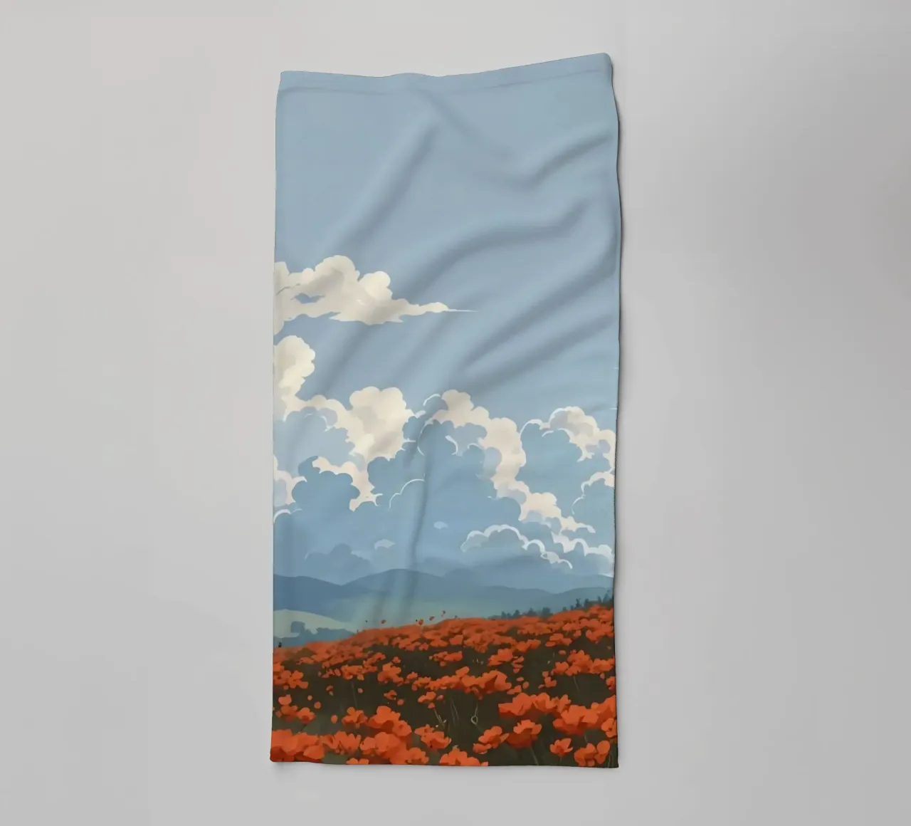 cloudy on flower field badhanddoek van marty