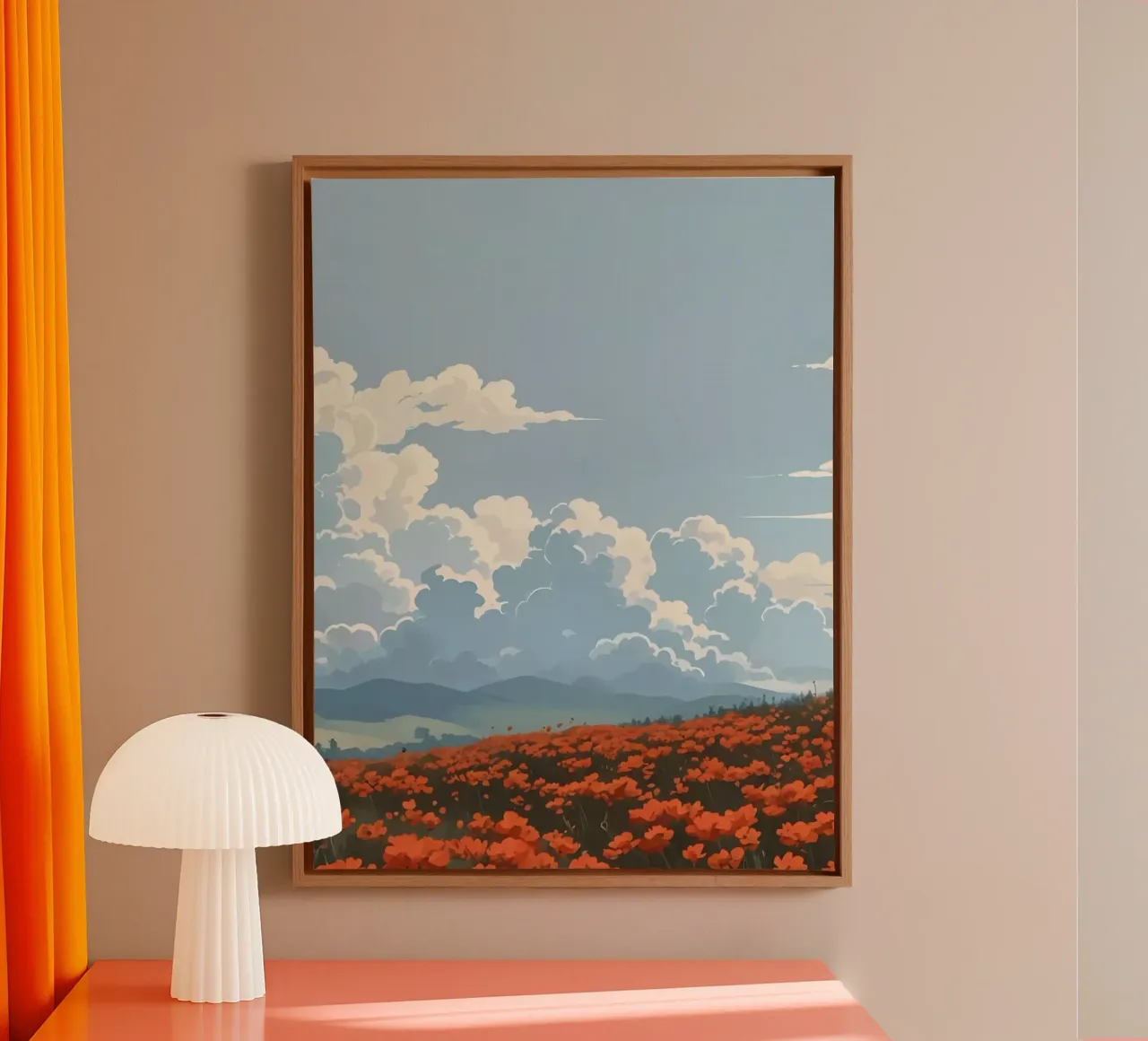 cloudy on flower field canvas by marty