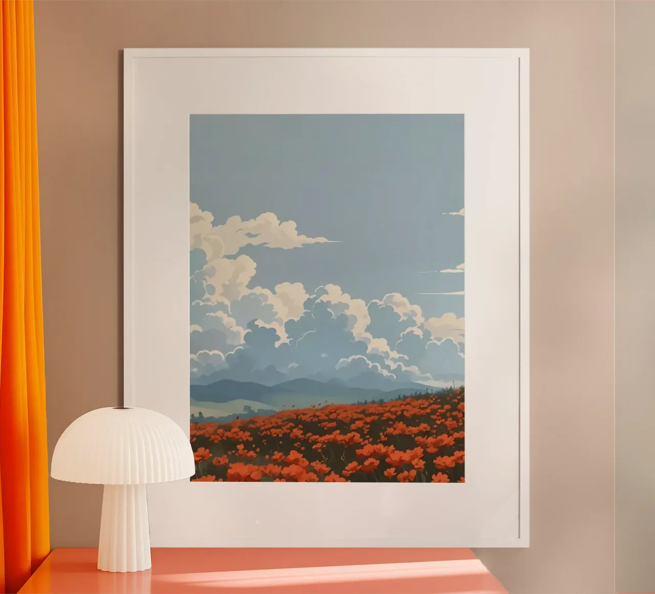 cloudy on flower field poster da marty