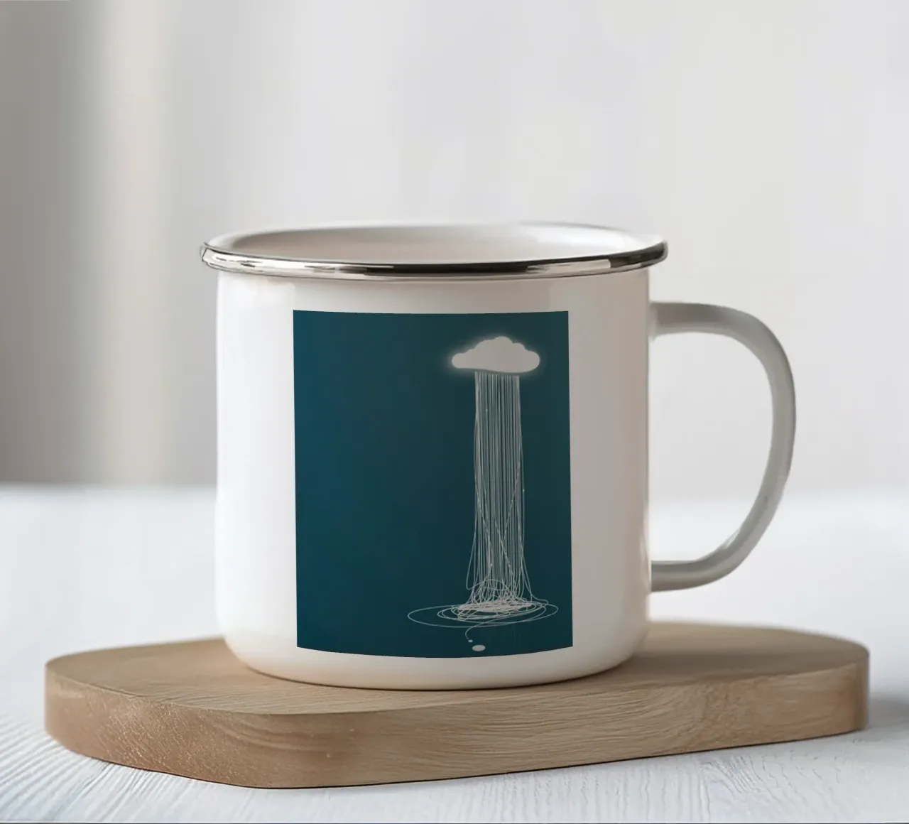 line cloudy rain tazza in smalto da marty