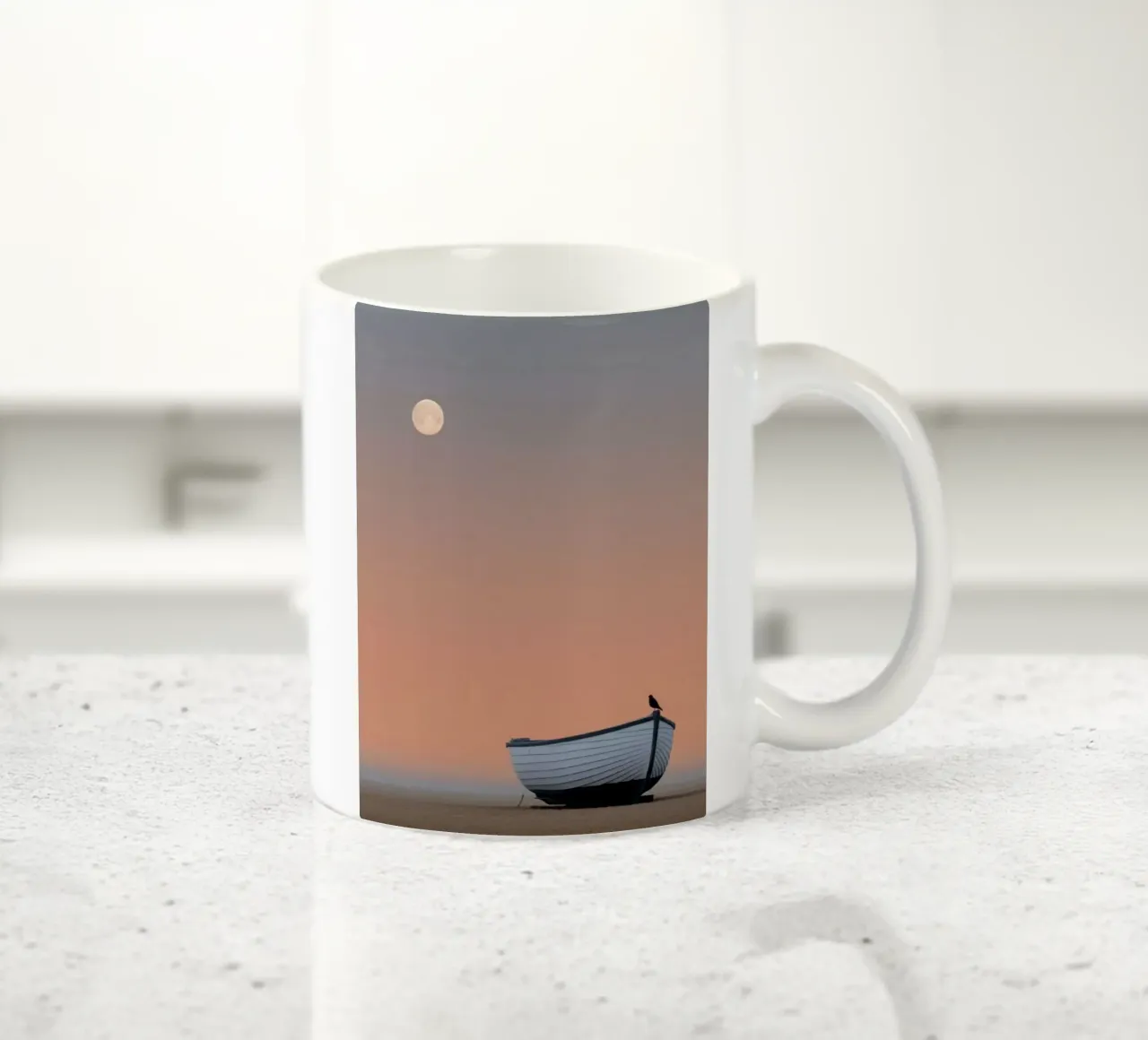 boat with moon tazza in ceramica da marty