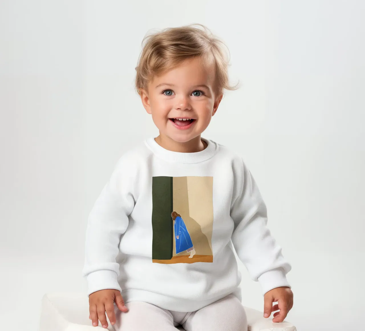Lazy Woman Modern Art Print Mujer con abrigo azul Bujaboom sudadera de bebé de bujaboom