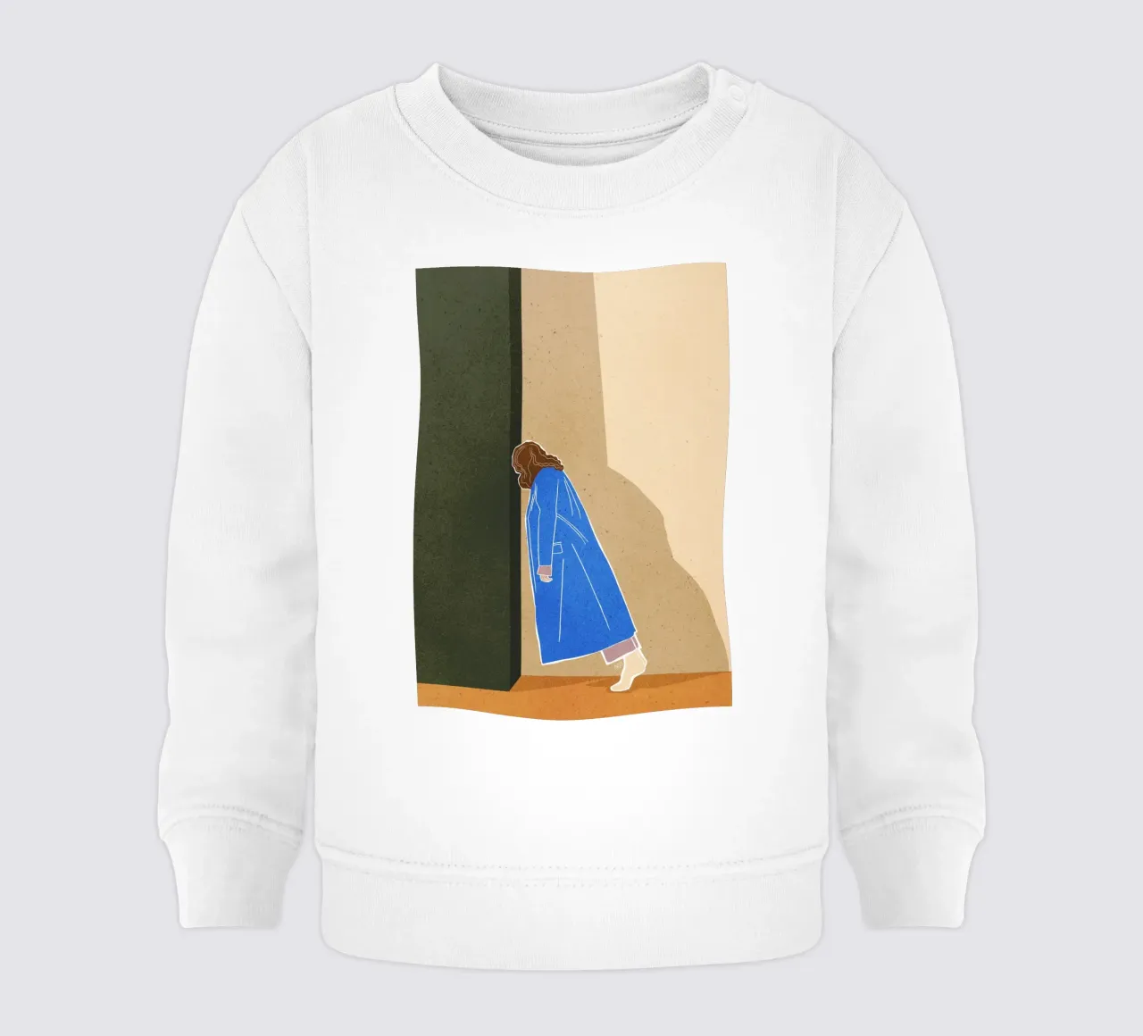 Lazy Woman Modern Art Print Mujer con abrigo azul Bujaboom sudadera de bebé de bujaboom
