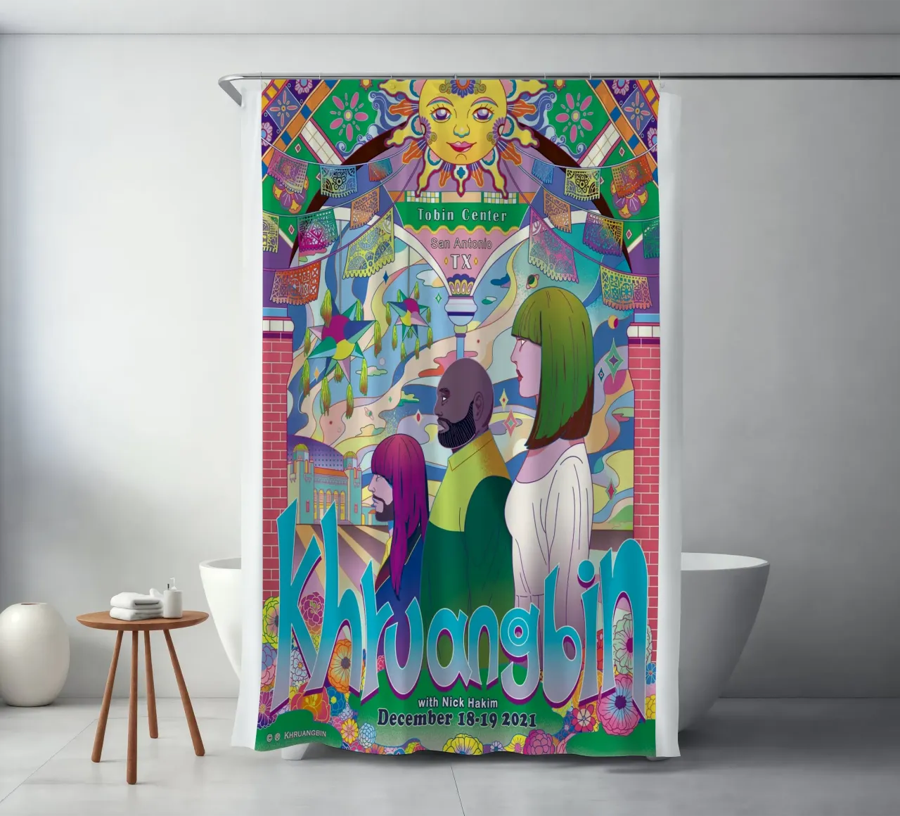 Funky Dreams and Golden Strings shower curtain by mamass