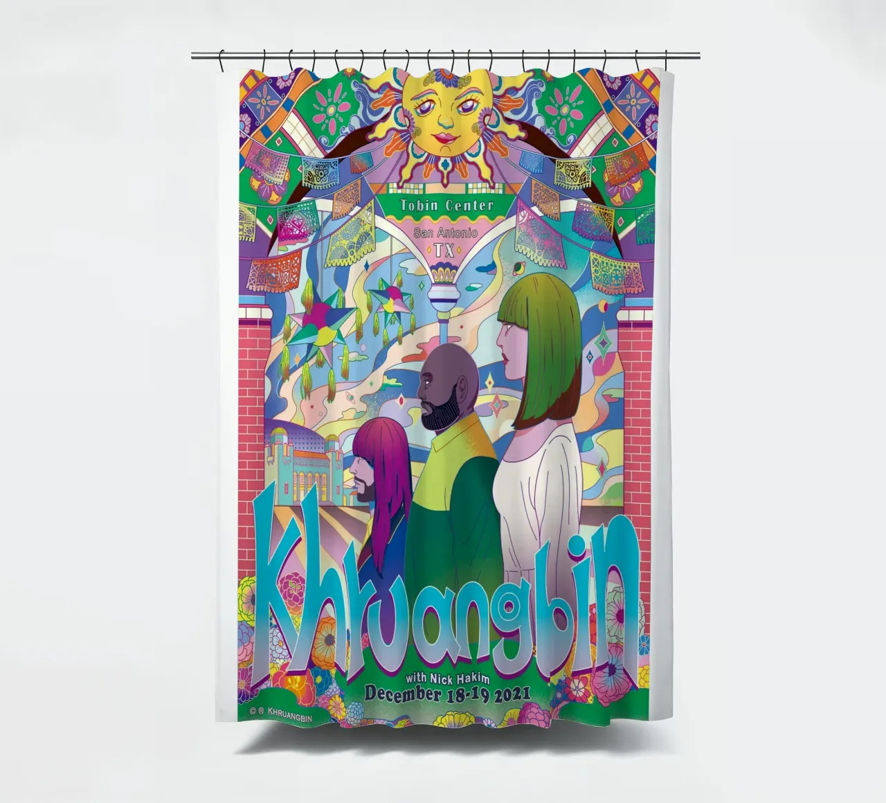 Funky Dreams and Golden Strings shower curtain by mamass