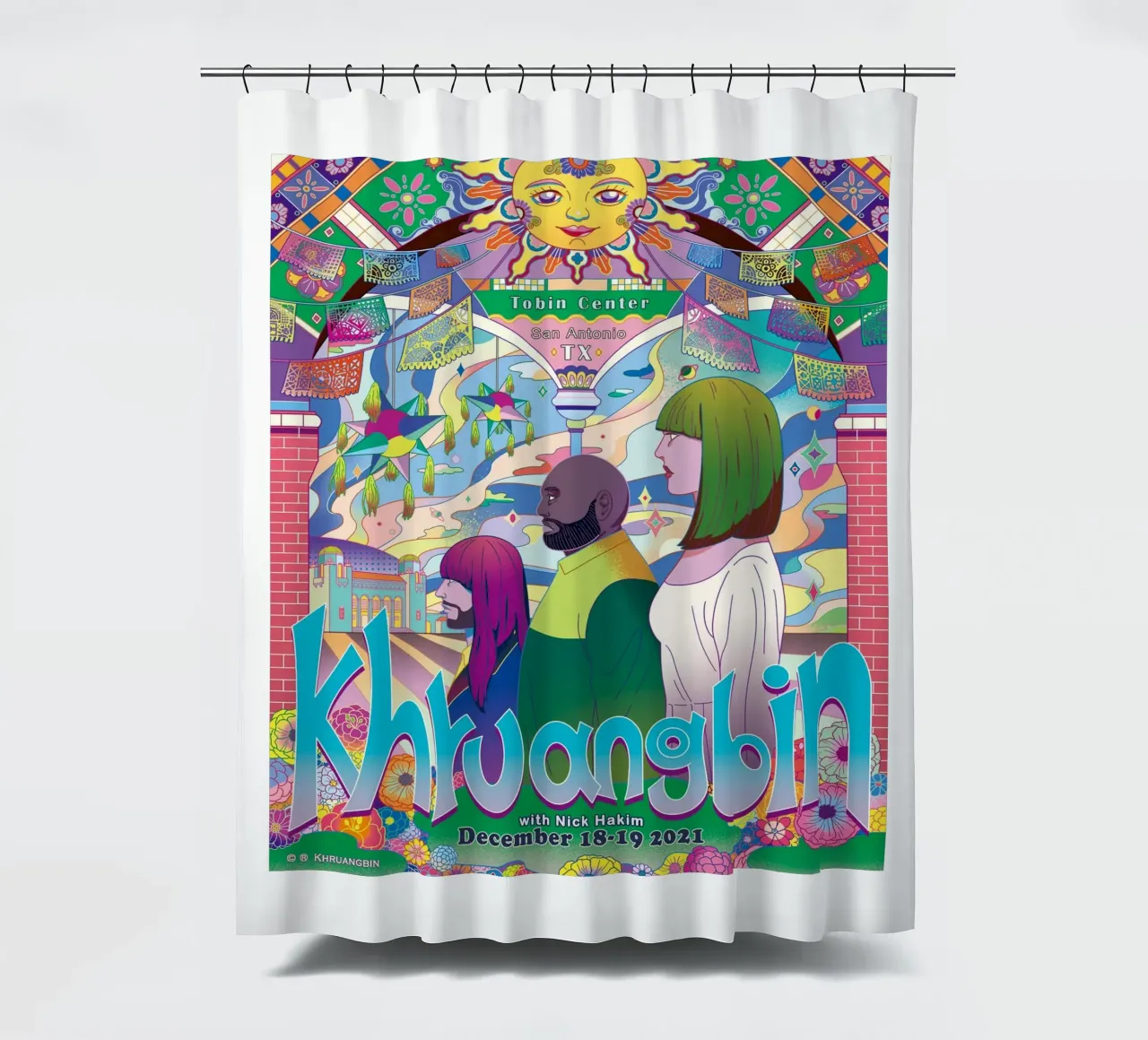 Funky Dreams and Golden Strings shower curtain by mamass