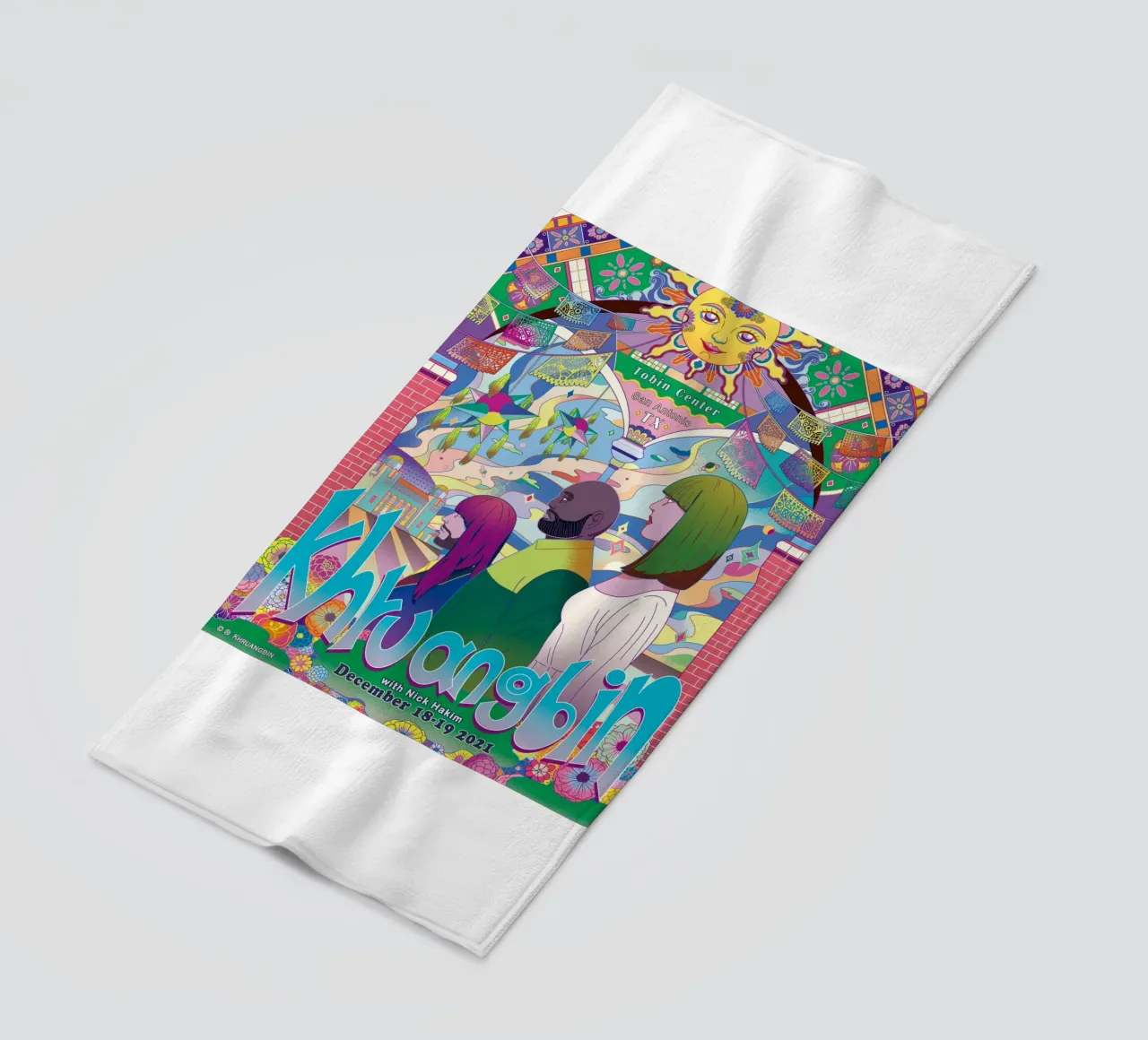 Funky Dreams and Golden Strings beach towel by mamass