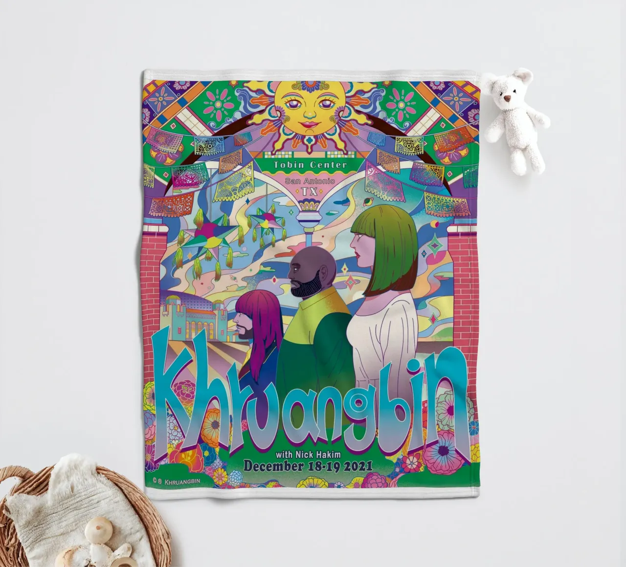 Funky Dreams and Golden Strings fleece blanket by mamass