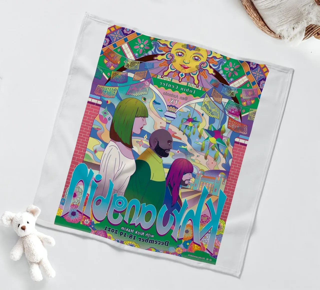 Funky Dreams and Golden Strings fleece blanket by mamass