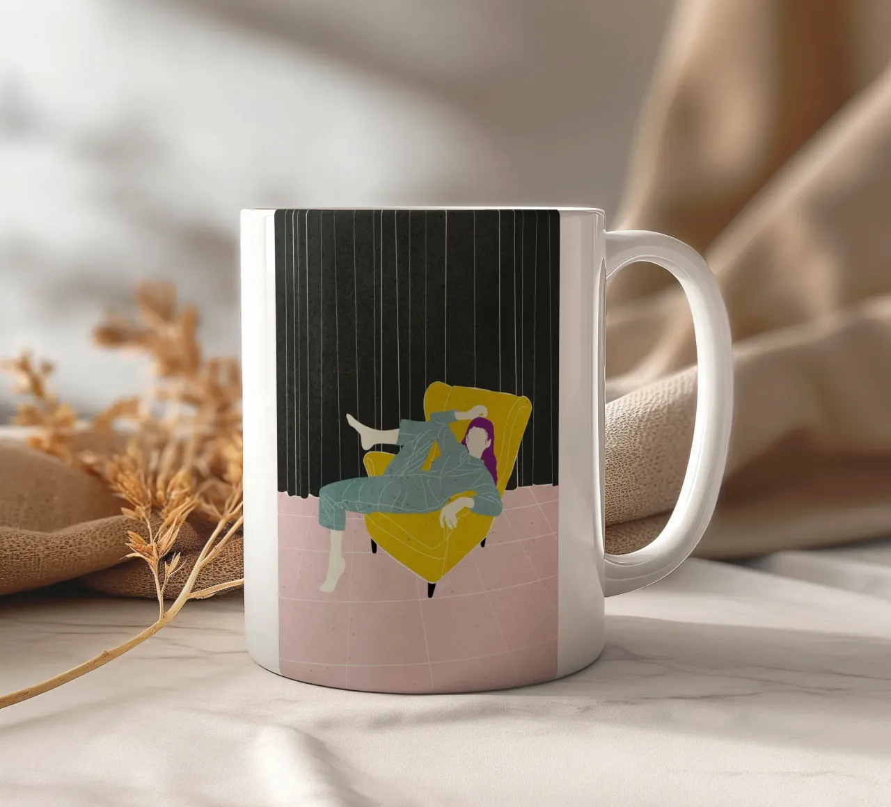 Sedia in velluto Lazy WOman Bujaboom tazza in ceramica da bujaboom