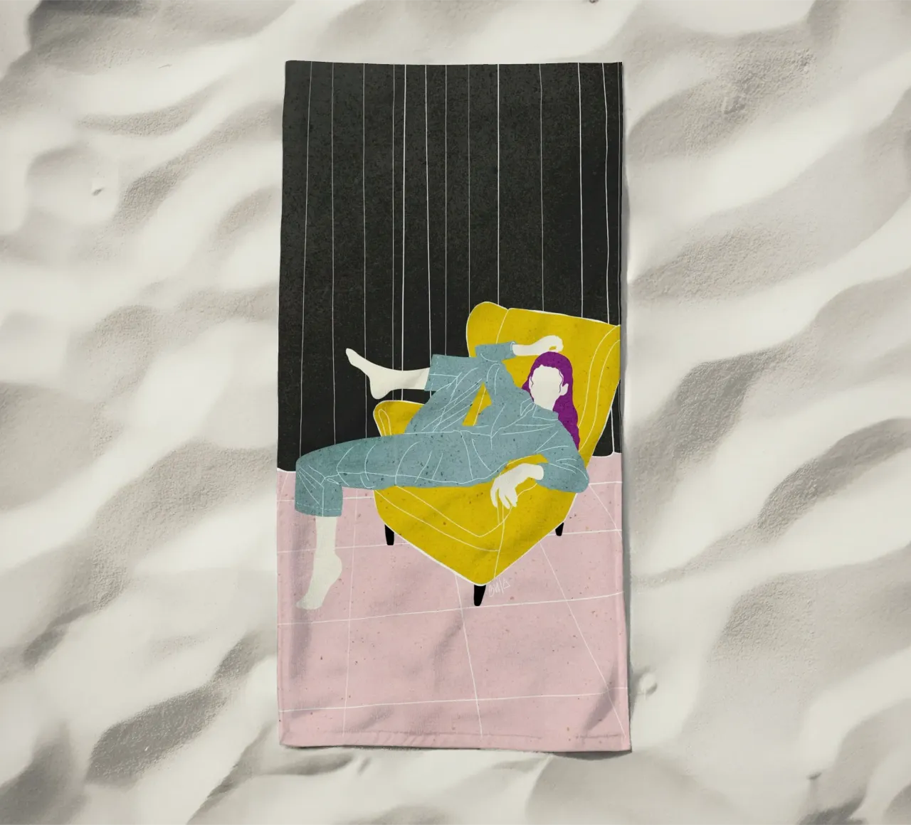 Chaise en velours Lazy WOman Bujaboom serviette de plage de bujaboom